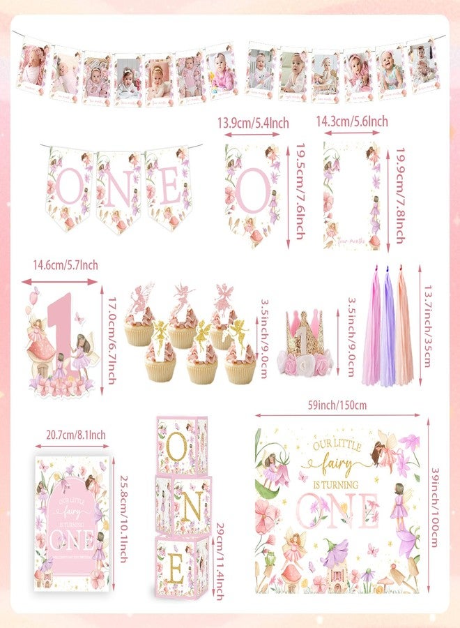 LANGASQUE Fairy First Birthday Decorations 167Pcs Floral Fairy Themed 1st birthday Party Decorations Include Banner Balloon Arch Kit Boxes Backdrop Cake Topper Paper Tassels for Birthday Party Decorations - Image 3